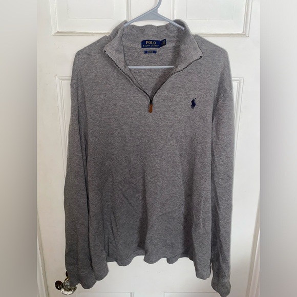 POLO RALPH LAUREN QUARTER ZIP SIZE L DRESS SWEATER PULLOVER LIGHT GREY ESTATE - Picture 4 of 5